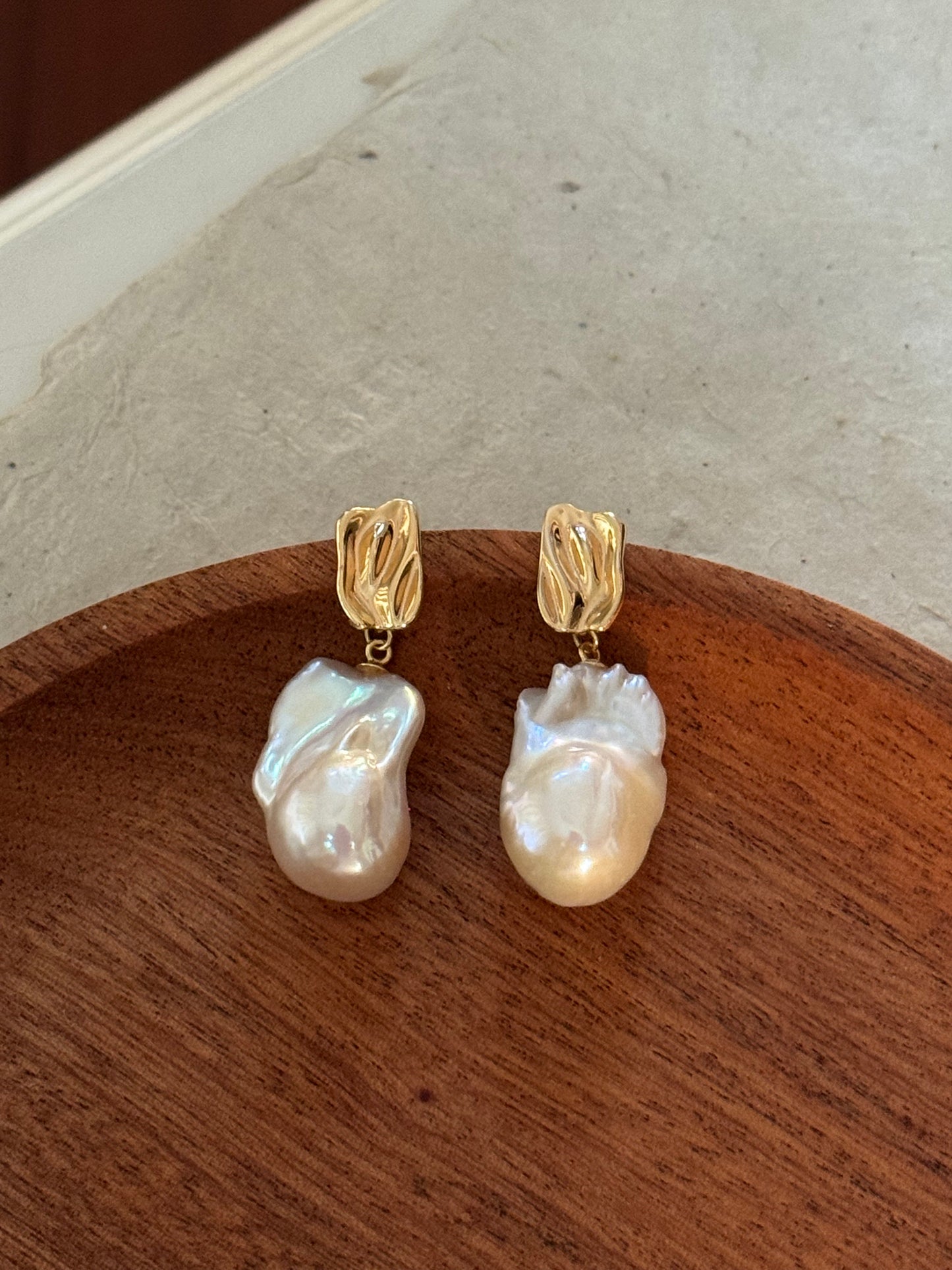 Handmade mermaid Baroque Earrings unique irregular shapes S925 Silver Earrings(pearl variation)