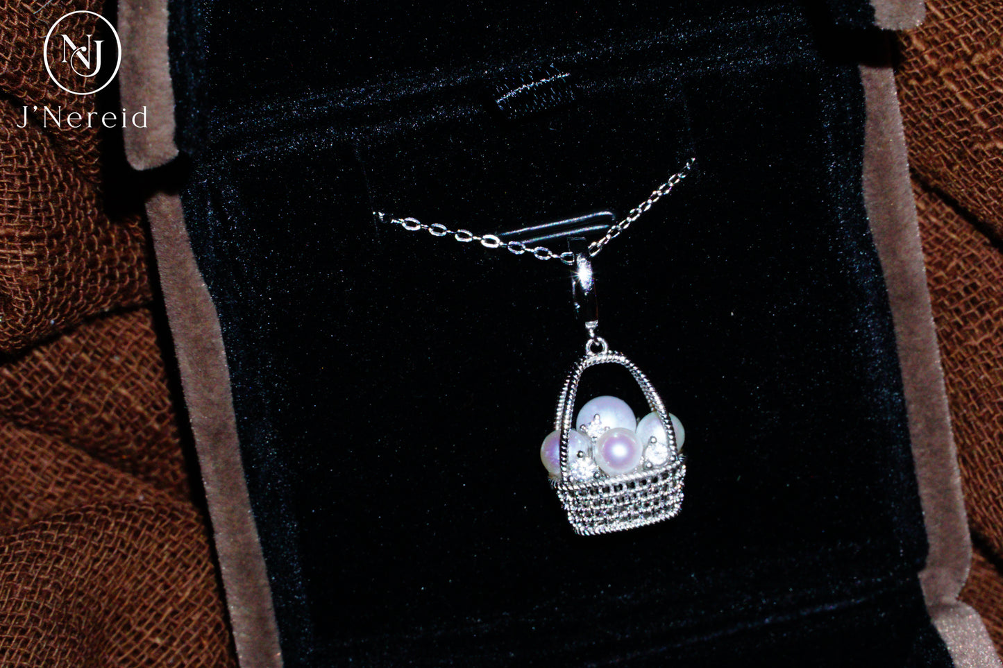 Whimsical Woven Basket Aurora Freshwater Pearl Pendant Necklace, 4-6mm High-Luster Pearls, S925 Silver with Sparkling CZ, Available in Gold or Silver