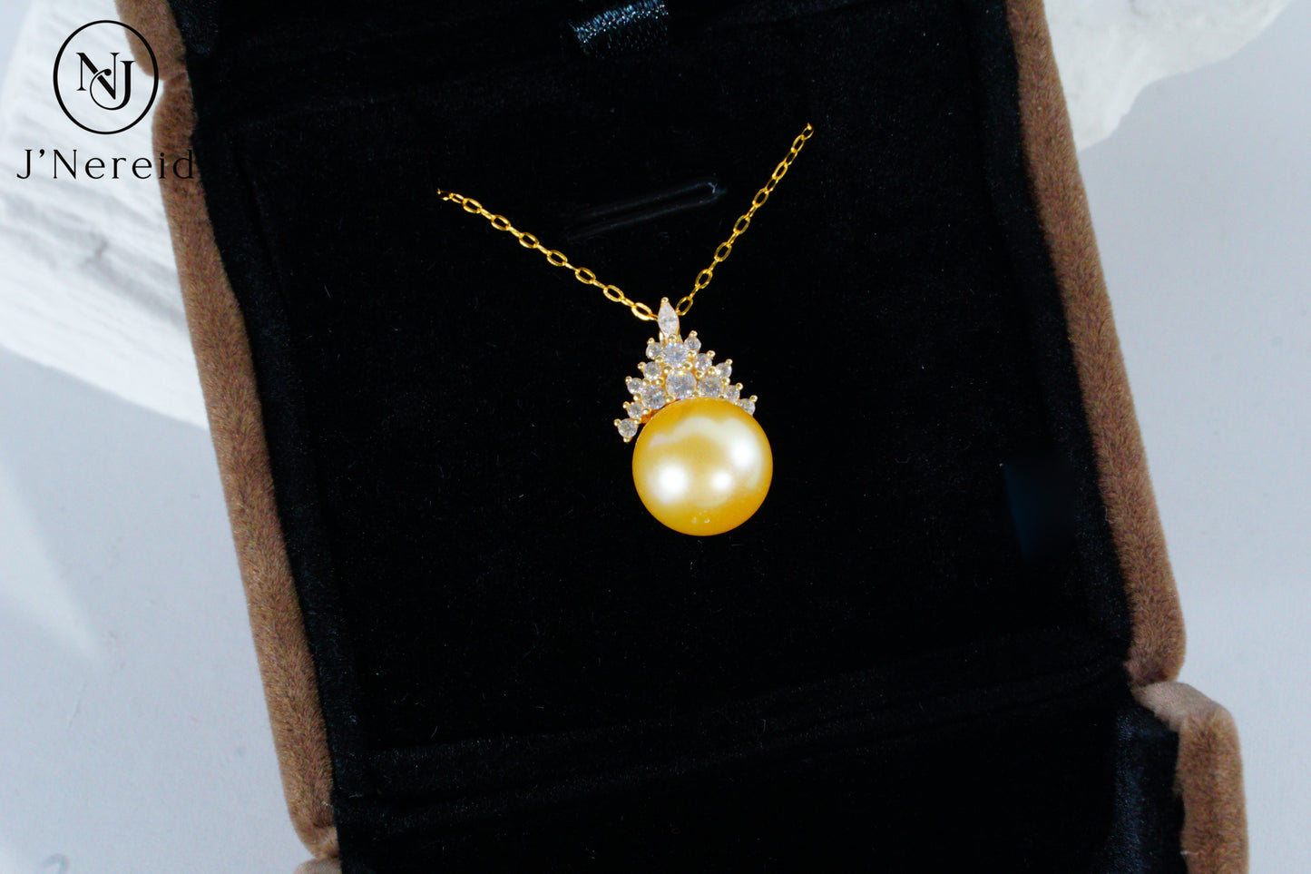 10-11mm Medium Golden South Sea Pearl Snow Queen Pendant Necklace, S925 Silver, Lightly Blemished(Pearl Variation)