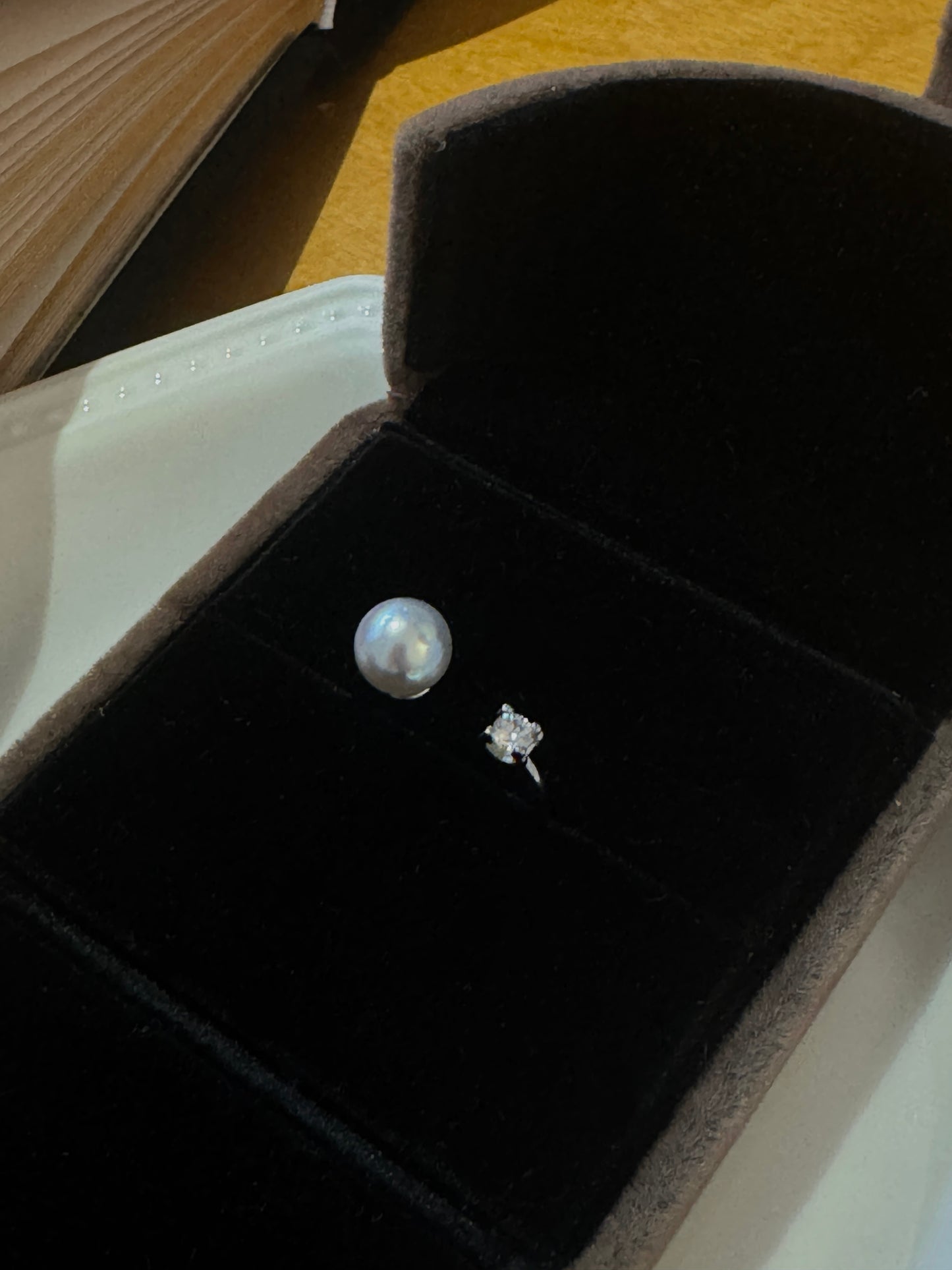 Madama Tone Japanese Akoya Pearl Ring 7-8mm Silver Grey Akoya Pearl S925 Sterling Silver Single Tiny Zircon Accent Minimal Timeless Stackable Fine Jewelry Gift for Women(Pearl Variation)