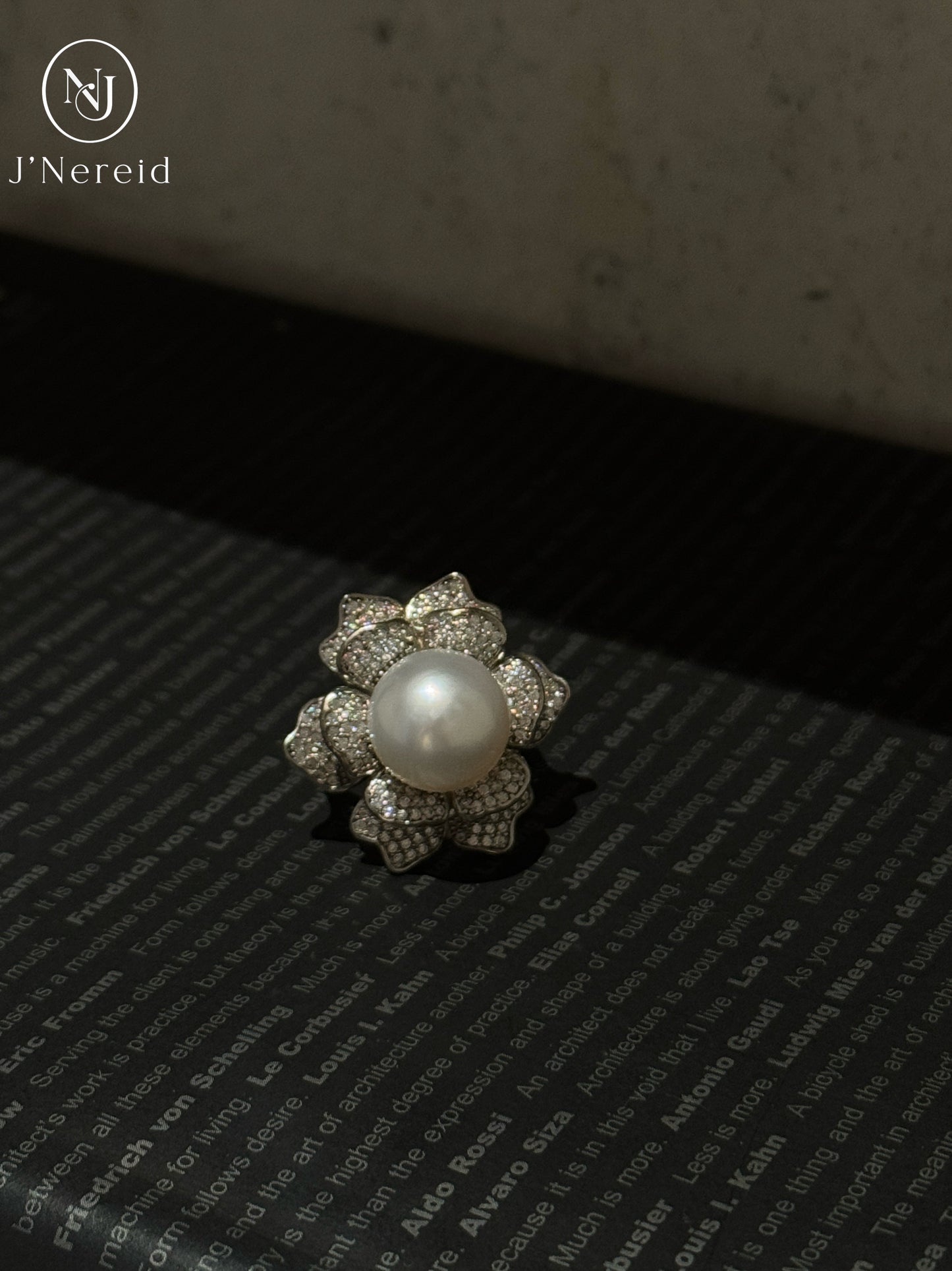 Premium Australian South Sea White Pearl Floral Statement Ring | 12-13mm Natural High Luster Australian Pearl, Heavy Solid S925 Sterling Silver Pave Zircon Cocktail Ring Luxury Fine Jewelry for Women Gift(Pearl Variation)