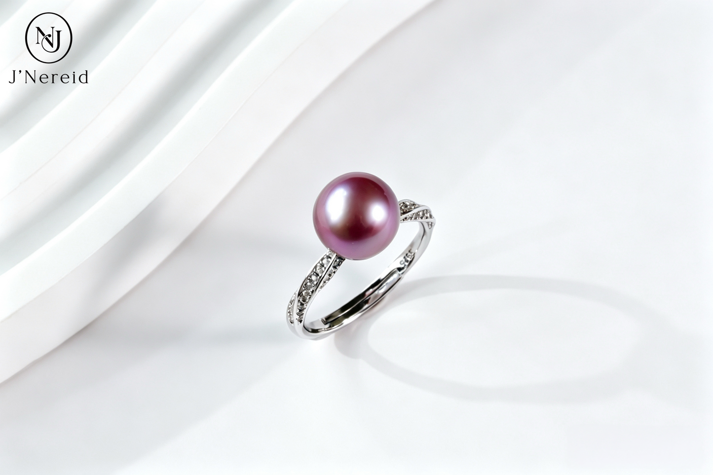 Twisted Intertwined Band Freshwater Edison Purple Pearl Ring 9‑10mm | S925 Sterling Silver Pave Crystal Open Adjustable Ring for Office Dinner Party Gifting(Pearl Variation)