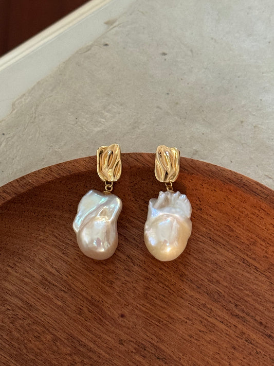 Handmade mermaid Baroque Earrings unique irregular shapes S925 Silver Earrings(pearl variation)