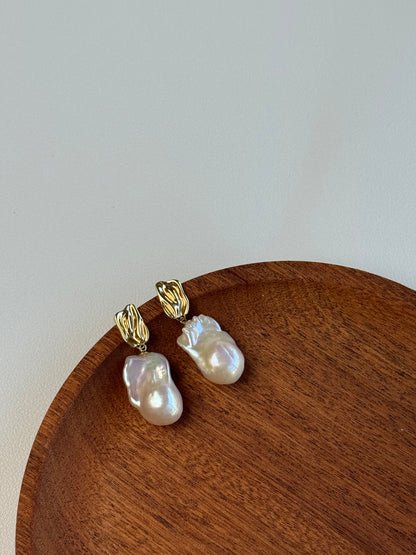 Handmade mermaid Baroque Earrings unique irregular shapes S925 Silver Earrings(pearl variation)