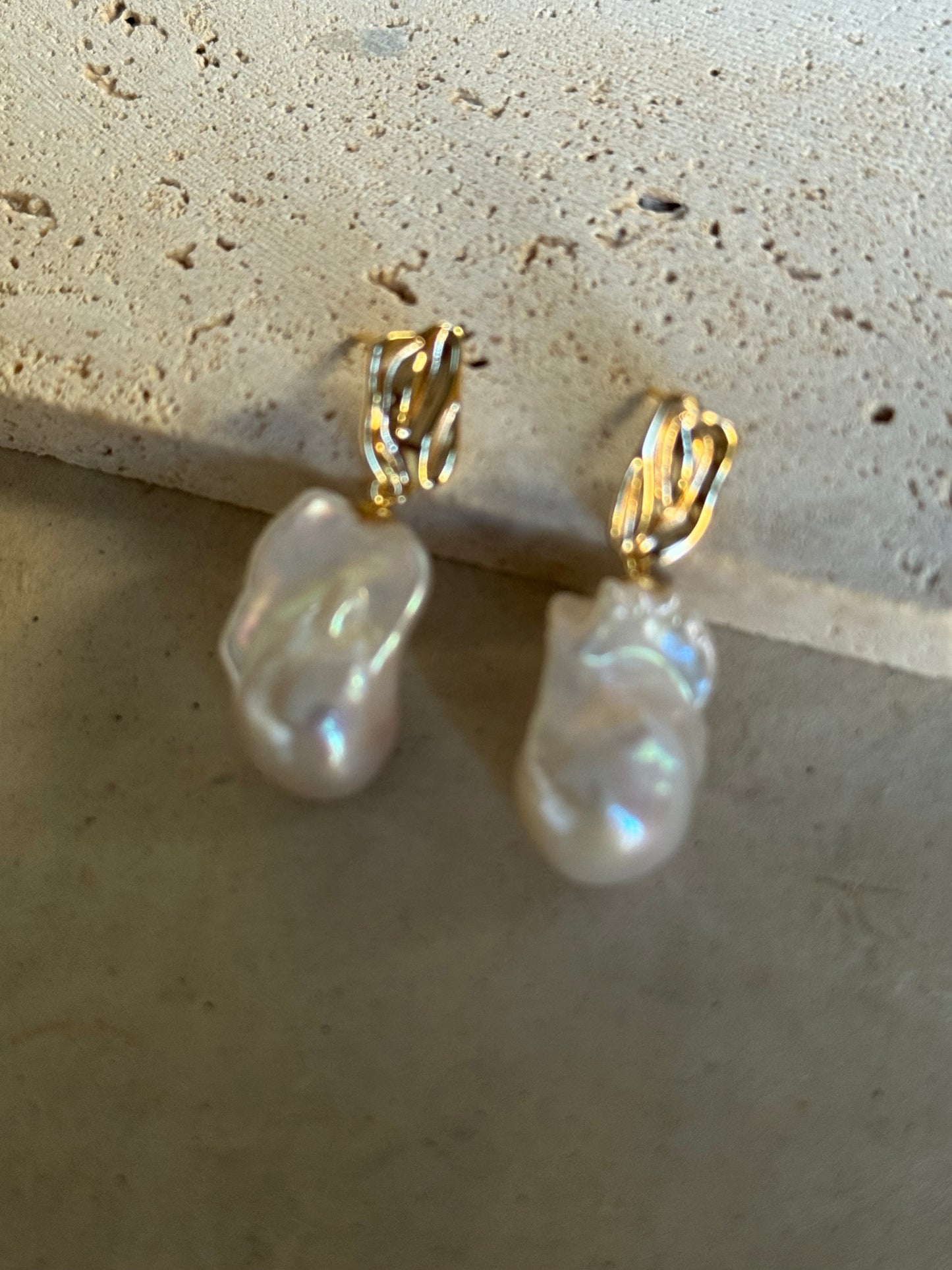 Handmade mermaid Baroque Earrings unique irregular shapes S925 Silver Earrings(pearl variation)