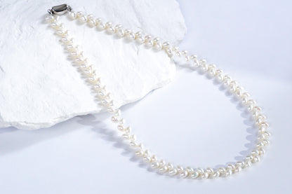 Wheat Design Freshwater Pearl Necklace White Color S925 Silver
