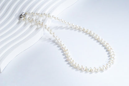 Wheat Design Freshwater Pearl Necklace White Color S925 Silver
