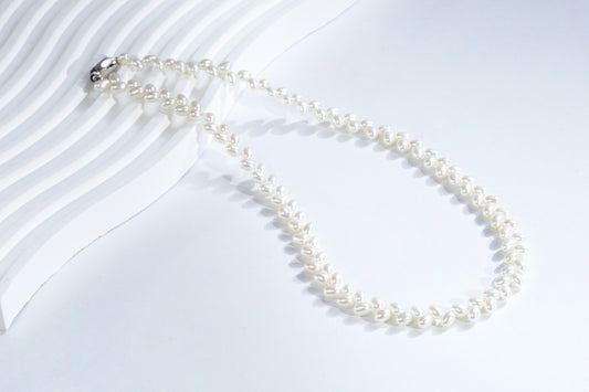 Wheat Design Freshwater Pearl Necklace White Color S925 Silver