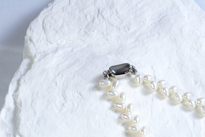 Wheat Design Freshwater Pearl Necklace White Color S925 Silver