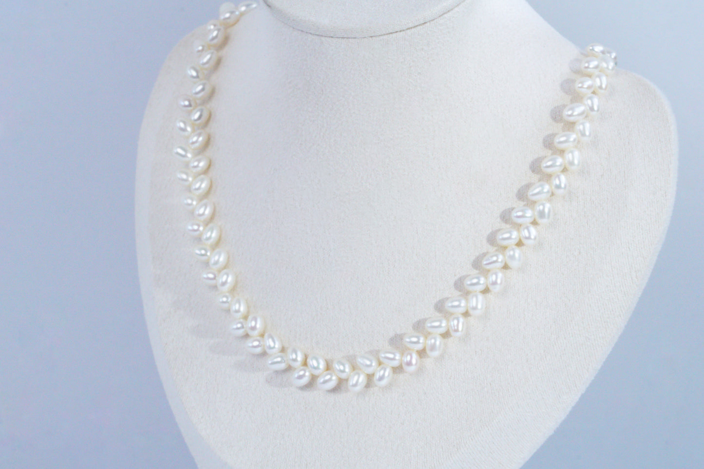 Wheat Design Freshwater Pearl Necklace White Color S925 Silver