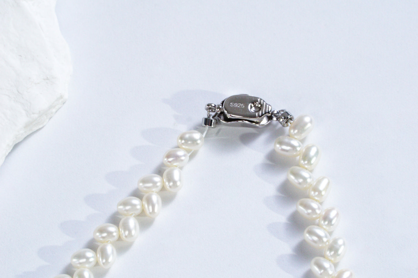 Wheat Design Freshwater Pearl Necklace White Color S925 Silver