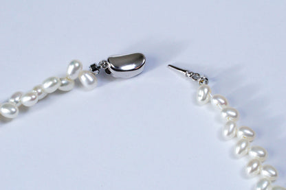 Wheat Design Freshwater Pearl Necklace White Color S925 Silver