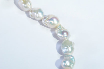 Aurora Iridescent Small-sized Slightly Flawed  Baroque Freshwater Pearl Bracelet (14-17mm) with S925 Silver Clasp