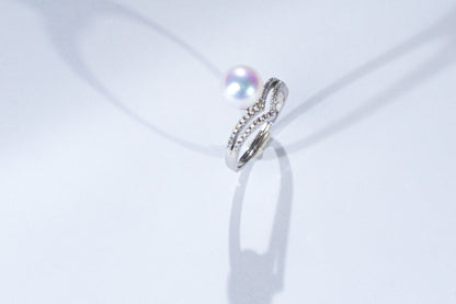 Exquisite V-Shaped Princess Crown Double Layer Aurora Freshwater Pearl Ring | S925 Silver (8-9mm )