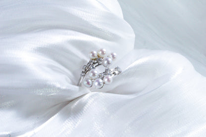 Starry Hydrangea Gentle&Exquisite Freshwater Multi-Pearl Ring |（ 3-5mm）S925 Zircon