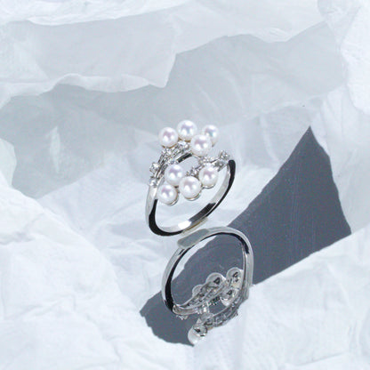 Starry Hydrangea Gentle&Exquisite Freshwater Multi-Pearl Ring |（ 3-5mm）S925 Zircon
