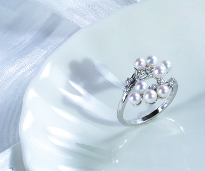 Starry Hydrangea Gentle&Exquisite Freshwater Multi-Pearl Ring |（ 3-5mm）S925 Zircon