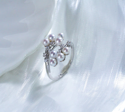 Starry Hydrangea Gentle&Exquisite Freshwater Multi-Pearl Ring |（ 3-5mm）S925 Zircon