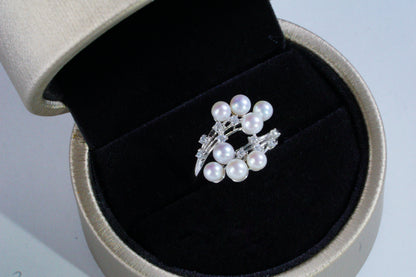 Starry Hydrangea Gentle&Exquisite Freshwater Multi-Pearl Ring |（ 3-5mm）S925 Zircon