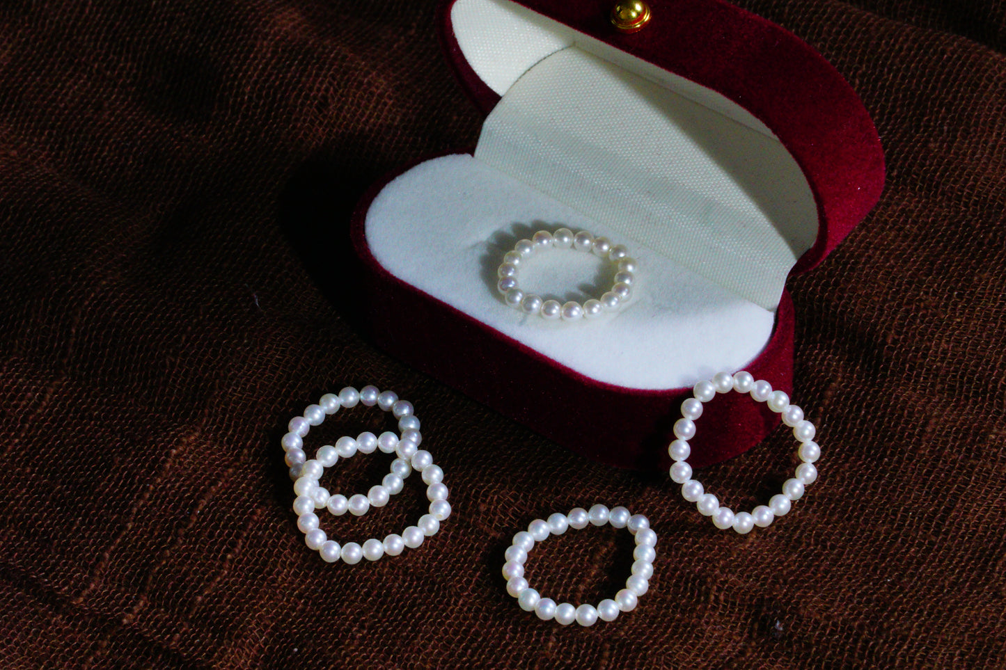 Genuine Elastic Aurora Luster Freshwater Pearl Stacking Stretchy Ring, 3-3.5mm Mini Pearls, Dainty Handmade Pearl Ring for Women, Everyday Wear Jewelry