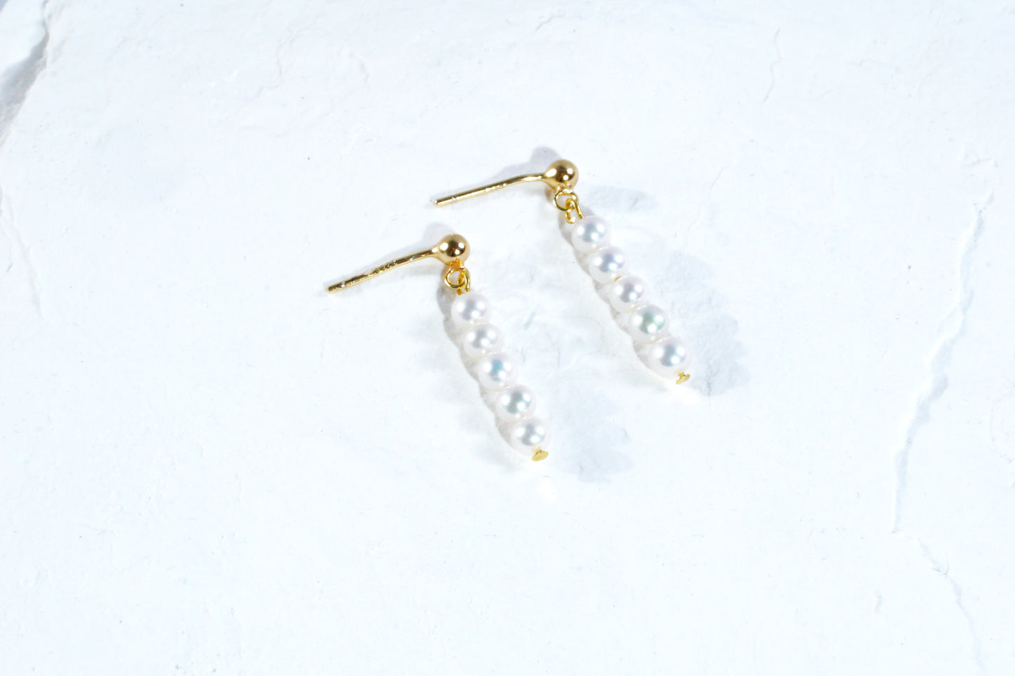 S925 Sterling Silver Freshwater Pearl Linear Drop Earrings, Dainty 5-Pearl Dangle Earrings for Women, Minimalist Elegant Jewelry