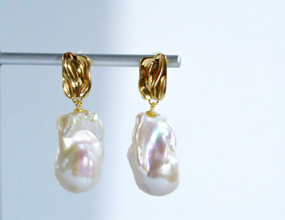 Handmade mermaid Baroque Earrings unique irregular shapes S925 Silver Earrings(pearl variation)