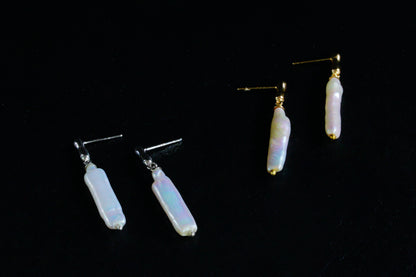 S925 Sterling Silver Toothpick Baroque Freshwater Pearl Drop Earrings, Unique Irregular Long Pearl Dangle Earrings for Women, Modern Statement Jewelry