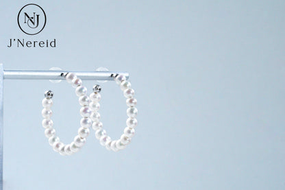3.5-4mm Aurora Freshwater "Millet" Pearl Hoop Earrings - S925 Sterling Silver Open Circle Earrings for Women, Hypoallergenic Fine Jewelry