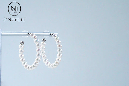 3.5-4mm Aurora Freshwater "Millet" Pearl Hoop Earrings - S925 Sterling Silver Open Circle Earrings for Women, Hypoallergenic Fine Jewelry