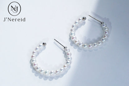 3.5-4mm Aurora Freshwater "Millet" Pearl Hoop Earrings - S925 Sterling Silver Open Circle Earrings for Women, Hypoallergenic Fine Jewelry