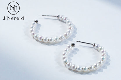 3.5-4mm Aurora Freshwater "Millet" Pearl Hoop Earrings - S925 Sterling Silver Open Circle Earrings for Women, Hypoallergenic Fine Jewelry