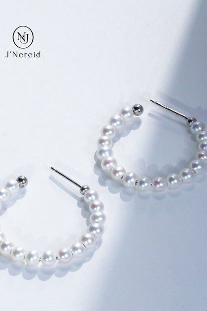 3.5-4mm Aurora Freshwater "Millet" Pearl Hoop Earrings - S925 Sterling Silver Open Circle Earrings for Women, Hypoallergenic Fine Jewelry