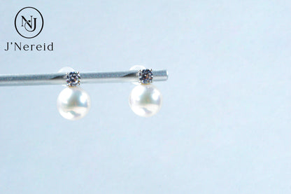 9-9.5mm AAAA Aurora Luster White Edison Freshwater Pearl Earrings, S925 Sterling Silver Classic Diana Style Studs, Timeless Elegant Pearl Jewelry for Women, Bridal Wedding Gift（Pearl Variation）