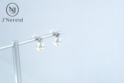 9-9.5mm AAAA Aurora Luster White Edison Freshwater Pearl Earrings, S925 Sterling Silver Classic Diana Style Studs, Timeless Elegant Pearl Jewelry for Women, Bridal Wedding Gift（Pearl Variation）