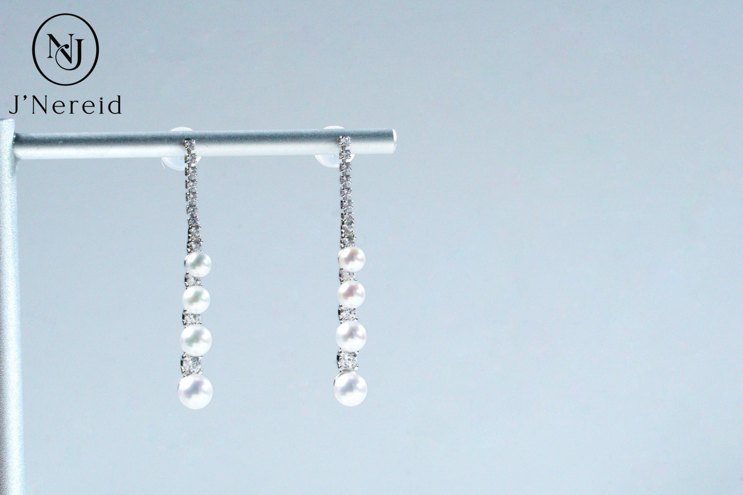 S925 Silver 3-4.5mm Graduated Aurora Freshwater Pearl Linear Drop Earrings
