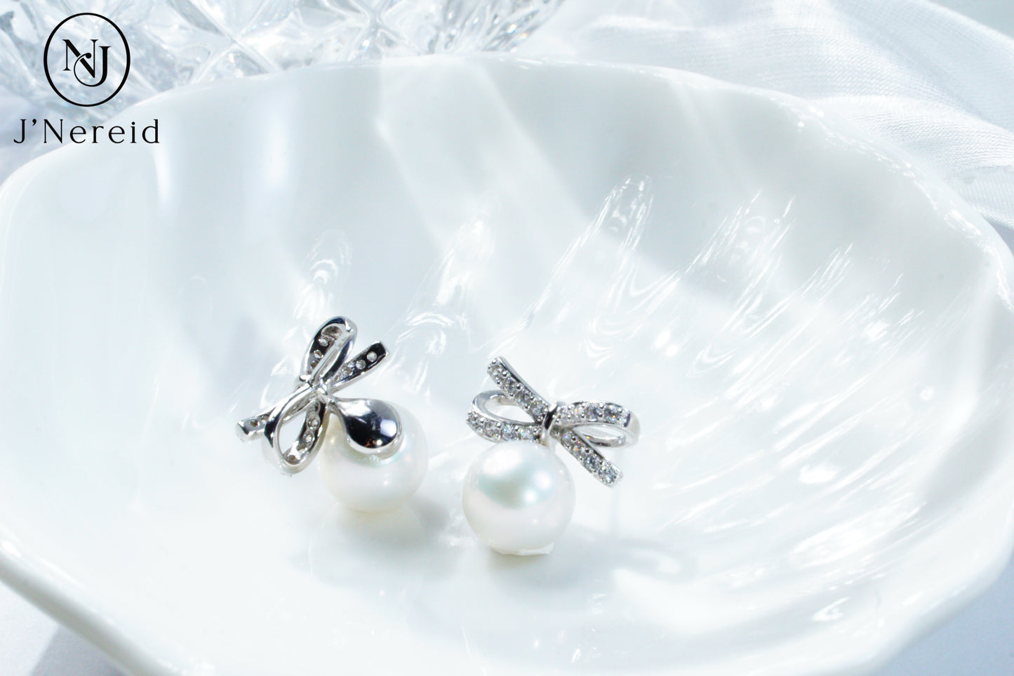 Aurora Edison Freshwater Pearl Bow Earrings,（9-9.5mm） 925 Sterling Silver Exquisite Craft, Elegant Gentle Style Stud Earrings for Women（Pearl Variation)