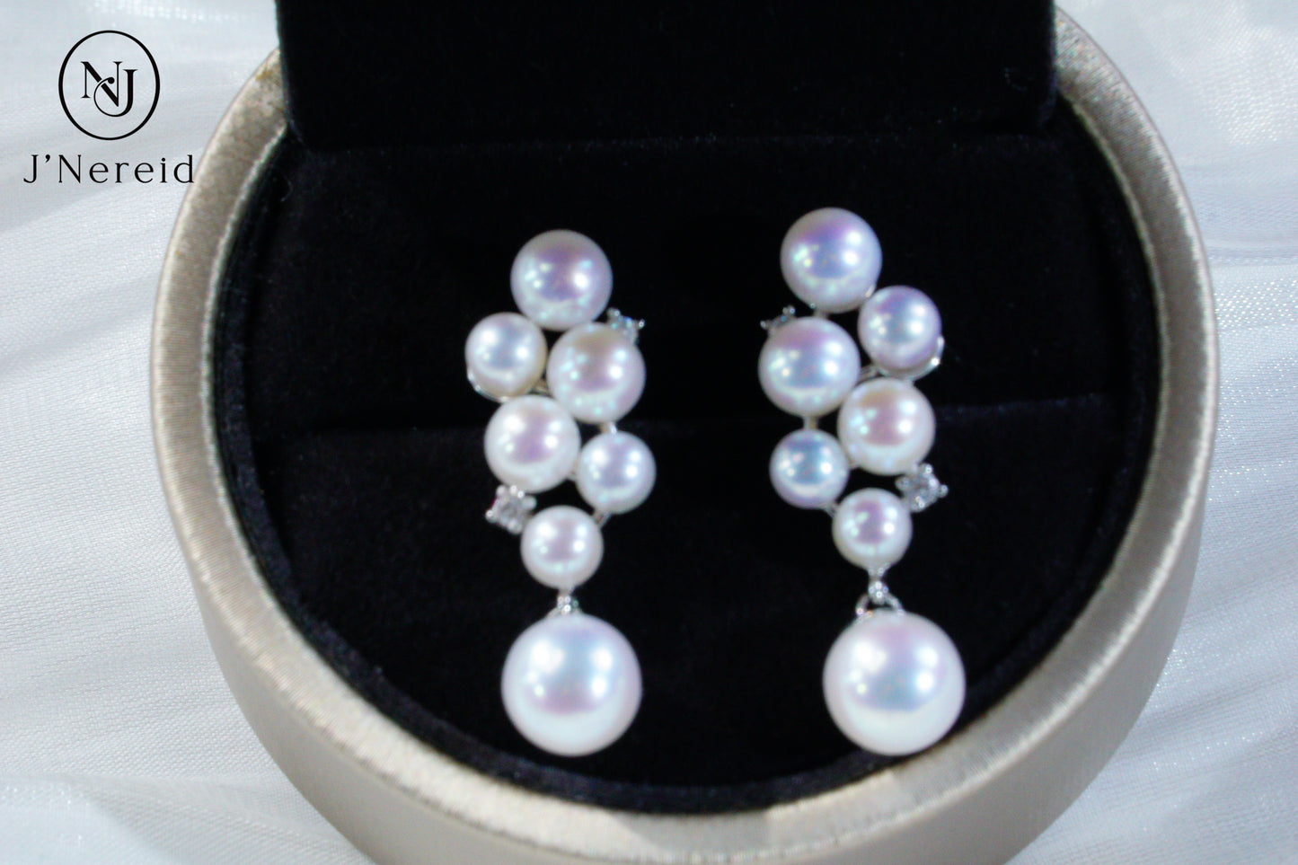 S925 Silver 4-8mm Aurora Freshwater Pearl Grape Cluster Dangle Earrings