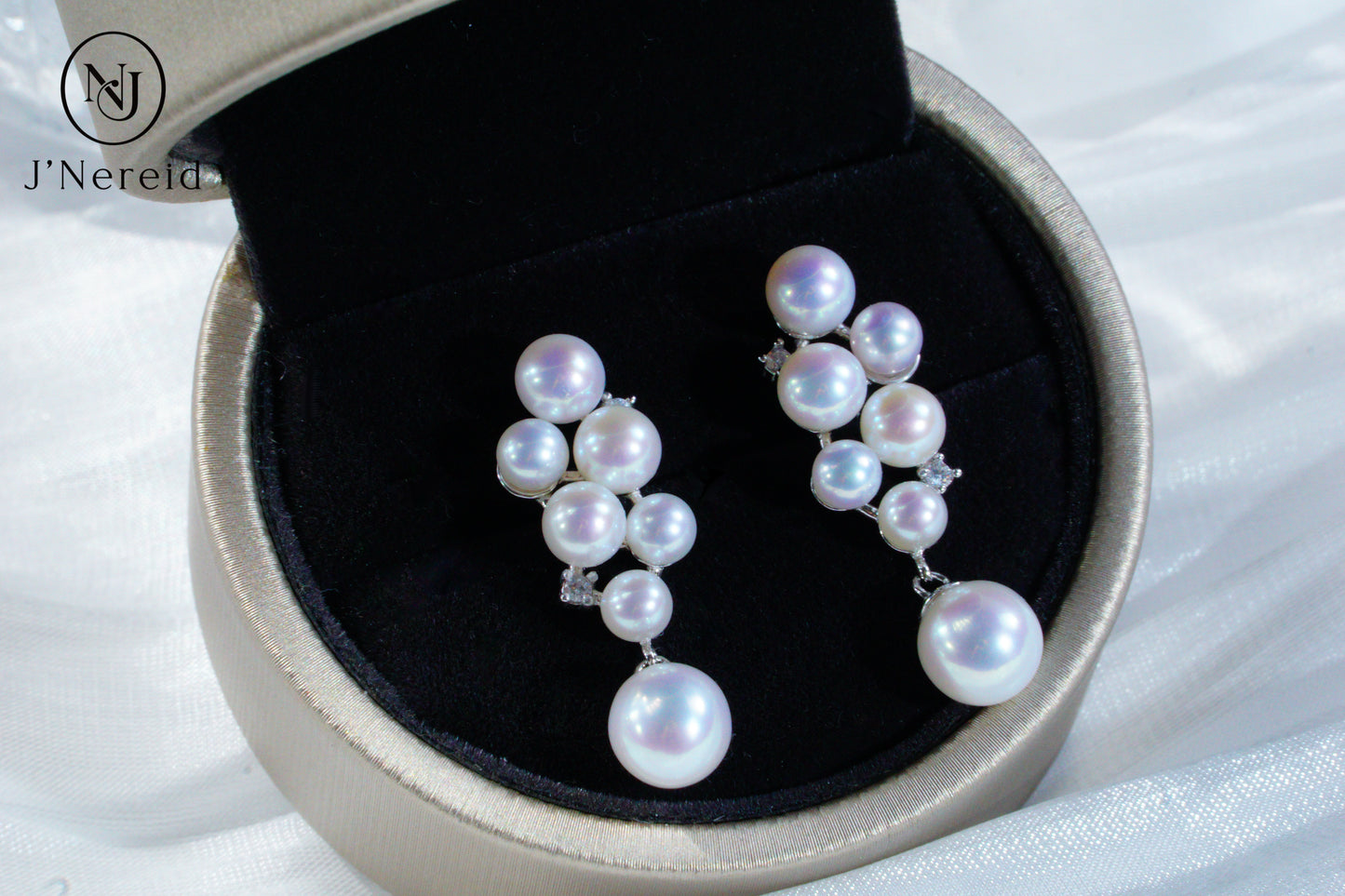 S925 Silver 4-8mm Aurora Freshwater Pearl Grape Cluster Dangle Earrings