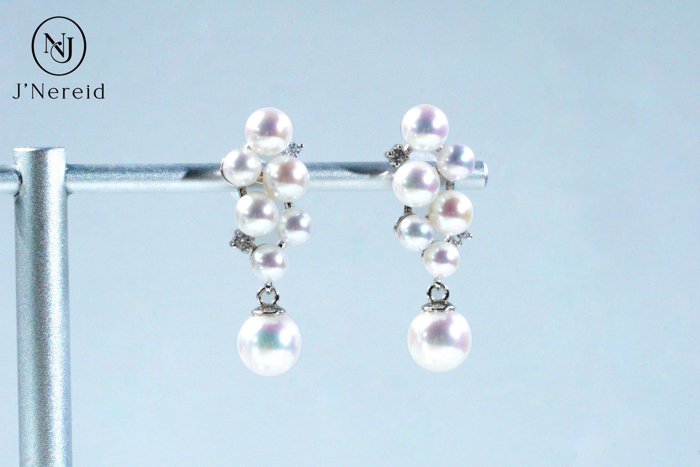 S925 Silver 4-8mm Aurora Freshwater Pearl Grape Cluster Dangle Earrings