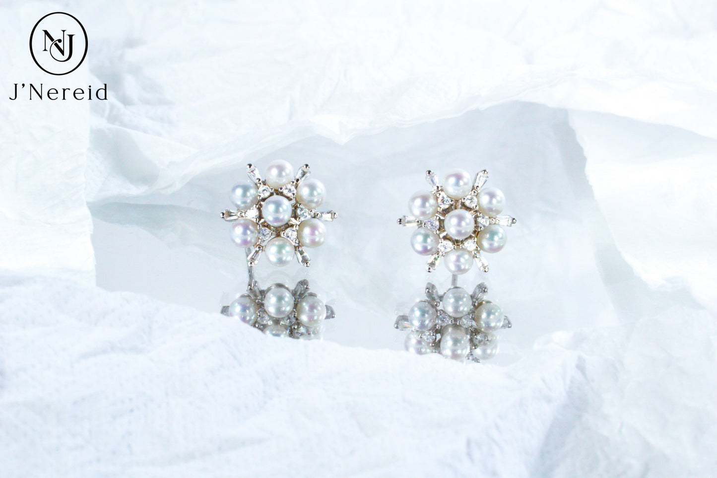 Aurora Freshwater Pearl Snowflake Stud Earrings | 3.5-4mm, S925 Sterling Silver, Minimalist Elegant Design