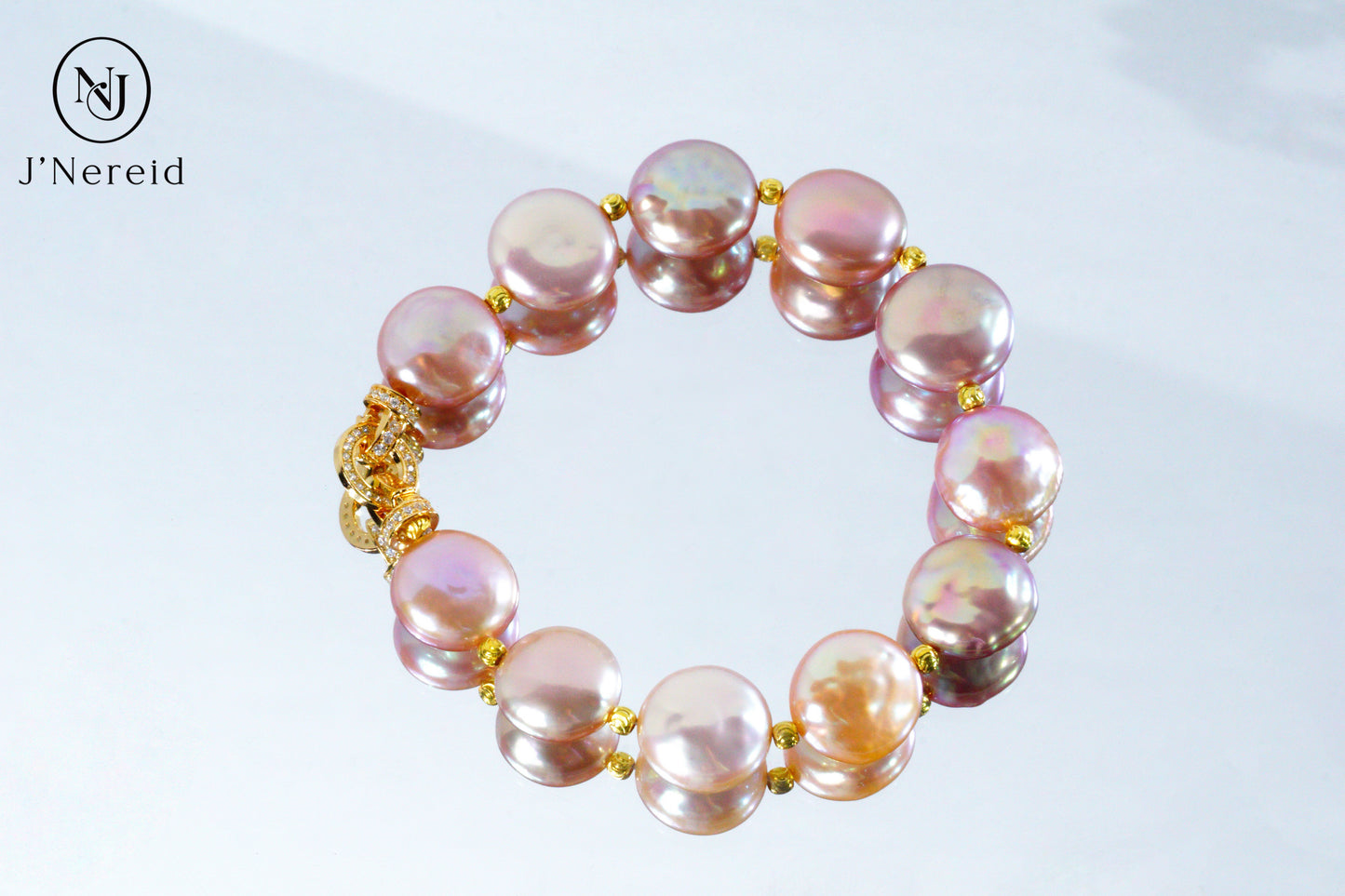 Candy-Colored Freshwater Button Pearl Bracelet with S925 Silver Clasp