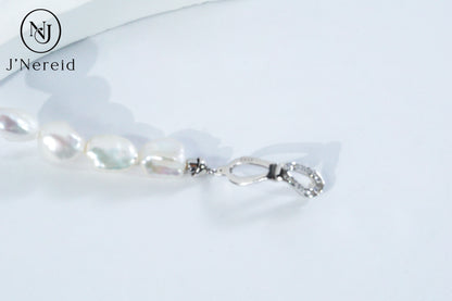 White Freshwater Baroque Pearl Bracelet with S925 Silver Zircon Clasp, Irregular Keshi Pearl Bracelet for Women