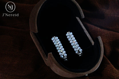 Adjustable Dual-Wear Two-Style Aurora Freshwater Pearl Drop Earrings, 3-4mm Pearls, S925 Silver with Zircon