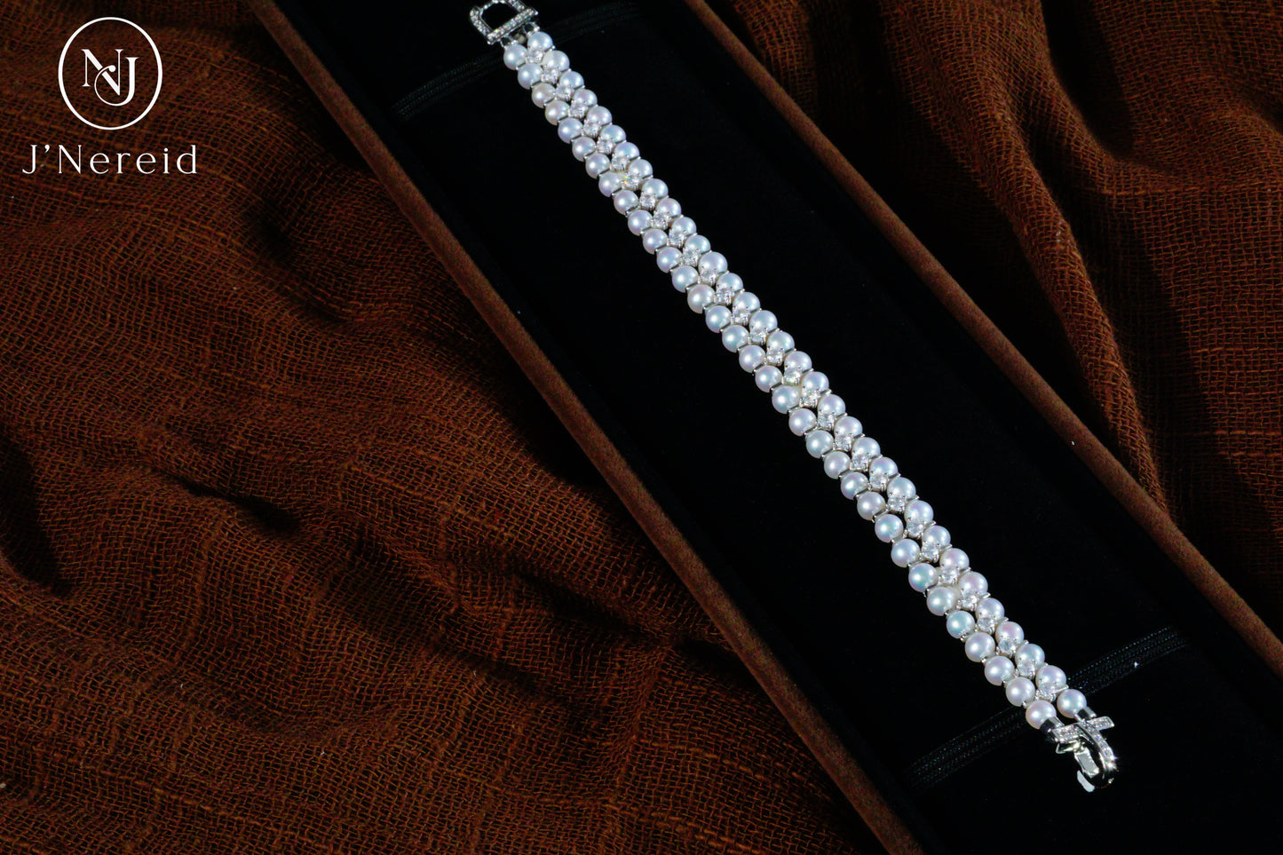 Double Row 3-4mm Aurora Freshwater Pearl Tennis Bracelet with S925 Silver & Zircon
