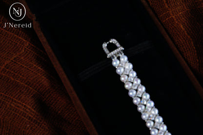 Double Row 3-4mm Aurora Freshwater Pearl Tennis Bracelet with S925 Silver & Zircon