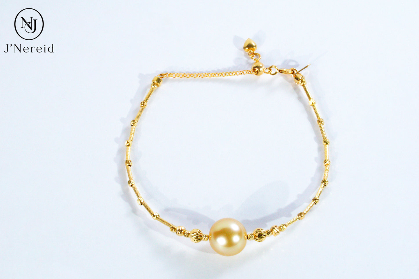 10-11mm Round South Sea Golden Pearl Adjustable Bracelet, S925 Sterling Silver Twist Bangle with Extension Chain, Minimalist "Pineapple Ball" Design, Adjustable 5.9"+1.18" Extender，Hypoallergenic Jewelry for Women