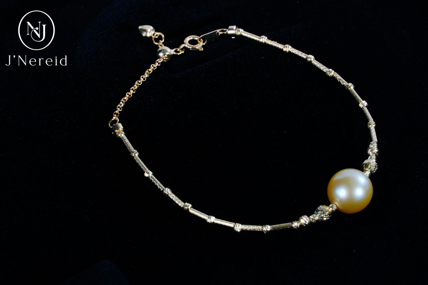10-11mm Round South Sea Golden Pearl Adjustable Bracelet, S925 Sterling Silver Twist Bangle with Extension Chain, Minimalist "Pineapple Ball" Design, Adjustable 5.9"+1.18" Extender，Hypoallergenic Jewelry for Women