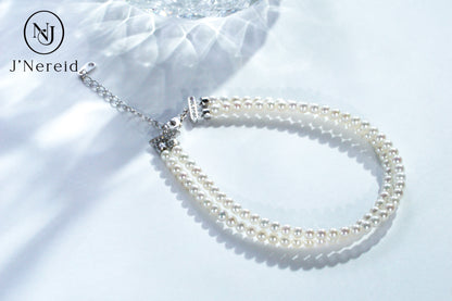 Double Strand Aurora Freshwater Pearl Adjustable Bracelet | 3-4mm Round Pearls, S925 Silver Clasp, Adjustable 6.5"+1.77" Extender