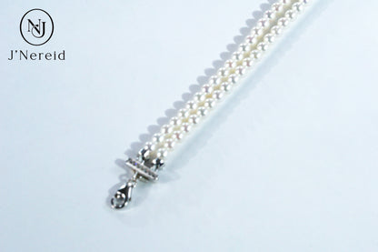 Double Strand Aurora Freshwater Pearl Adjustable Bracelet | 3-4mm Round Pearls, S925 Silver Clasp, Adjustable 6.5"+1.77" Extender