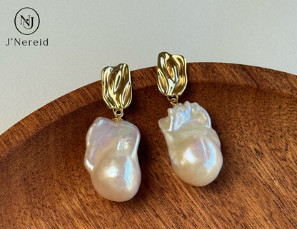 Handmade mermaid Baroque Earrings unique irregular shapes S925 Silver Earrings(pearl variation)